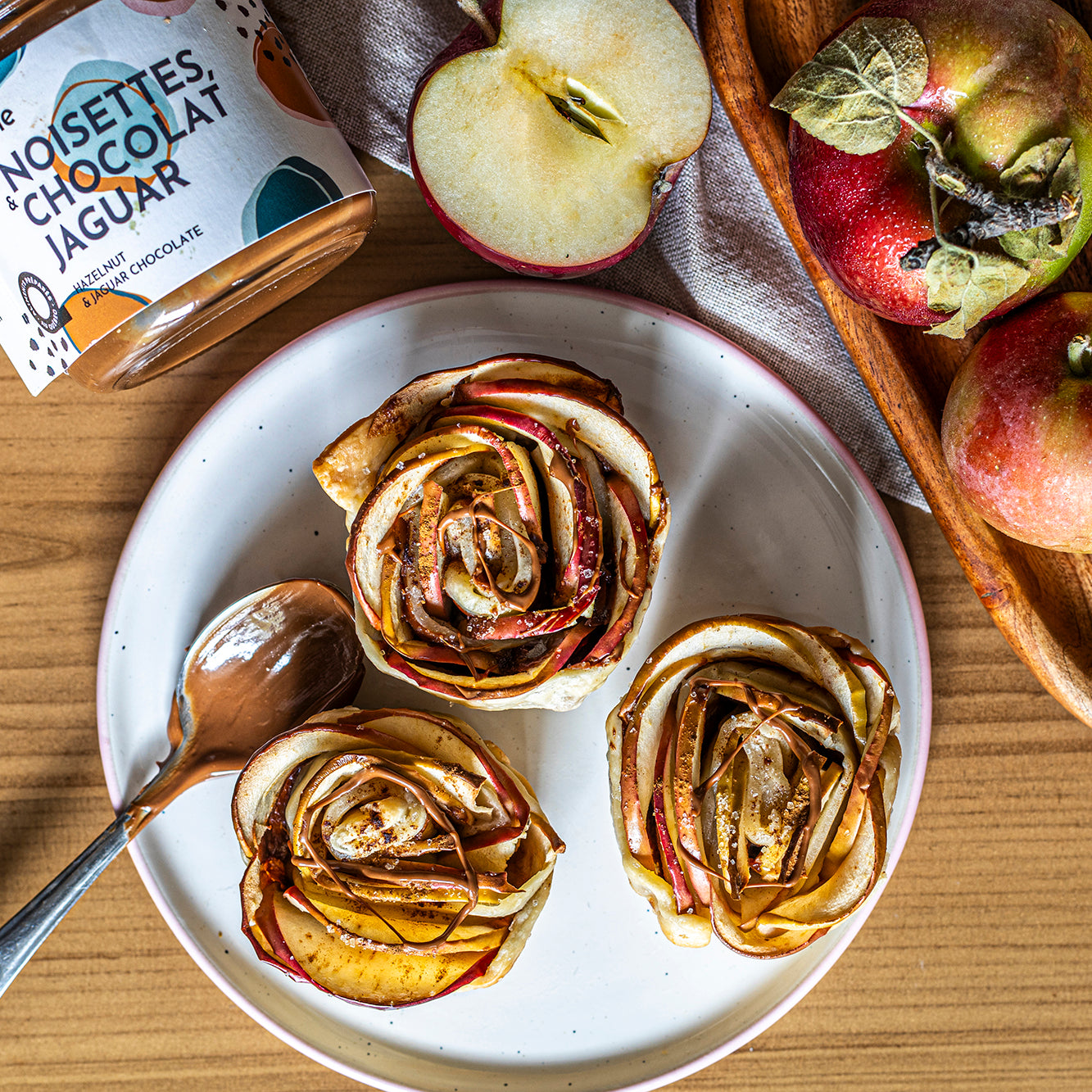 Rose aux pommes et tartinade choco noisettes
