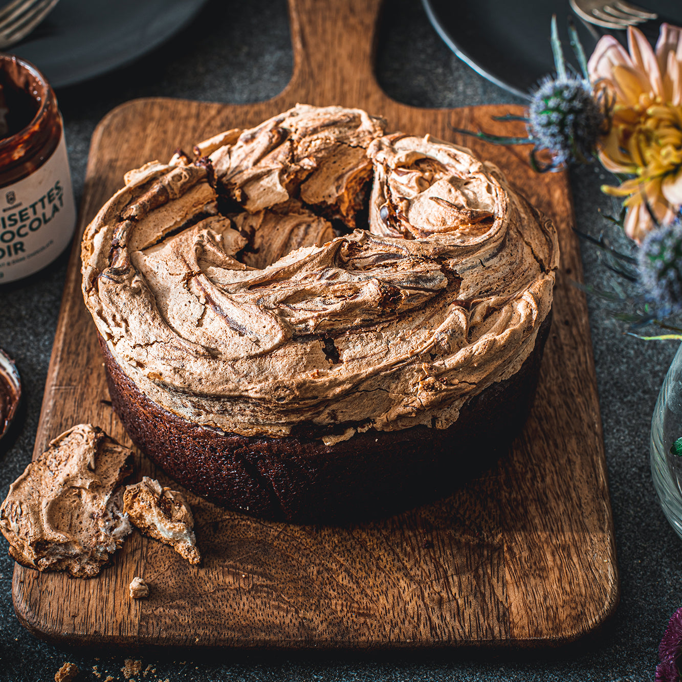 Gâteau meringué chocolat et noisette