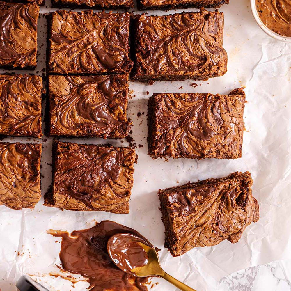 Brownie marbré chocolat au lait et cardamome