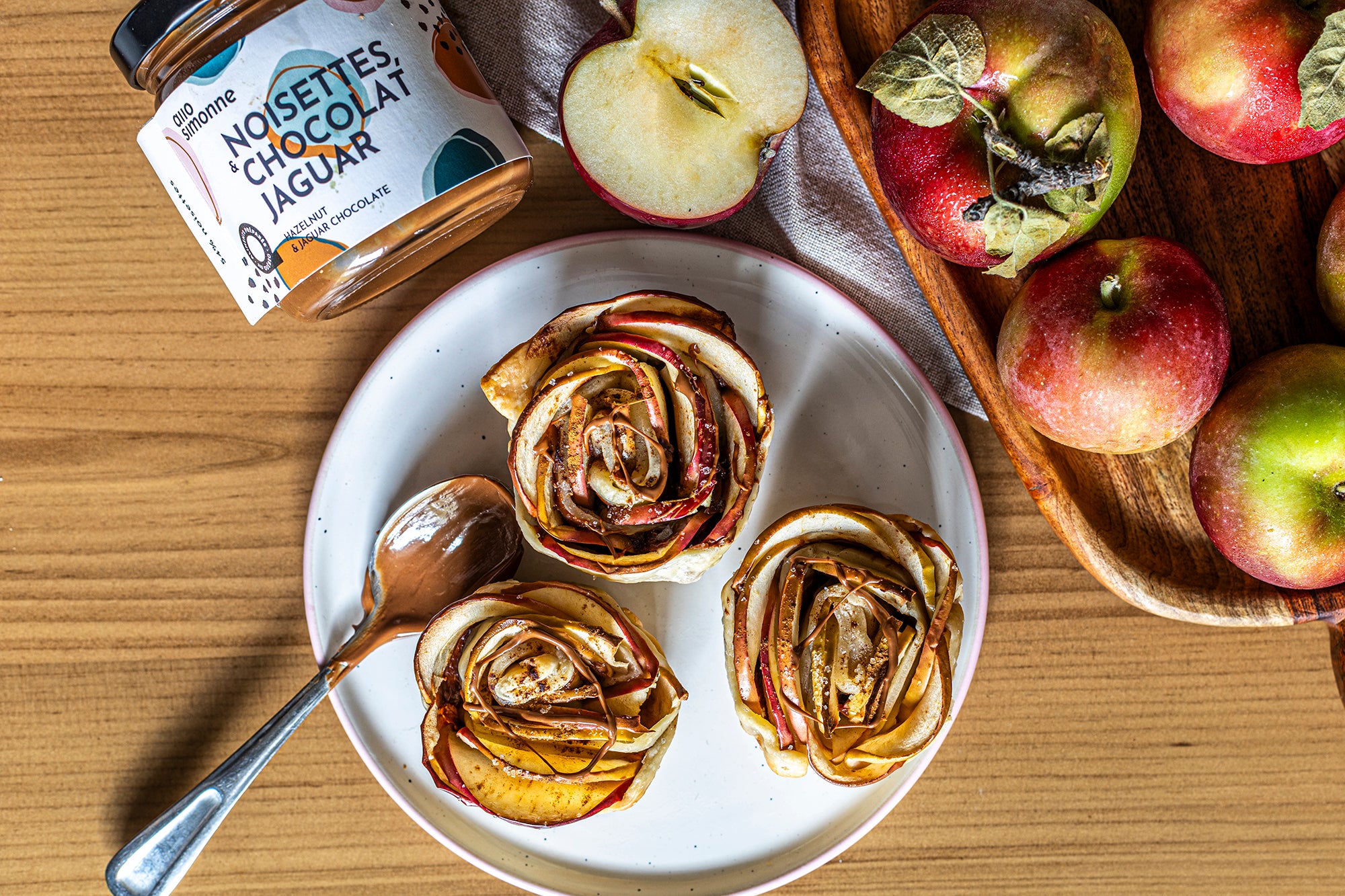 Rose aux pommes et tartinade choco noisettes