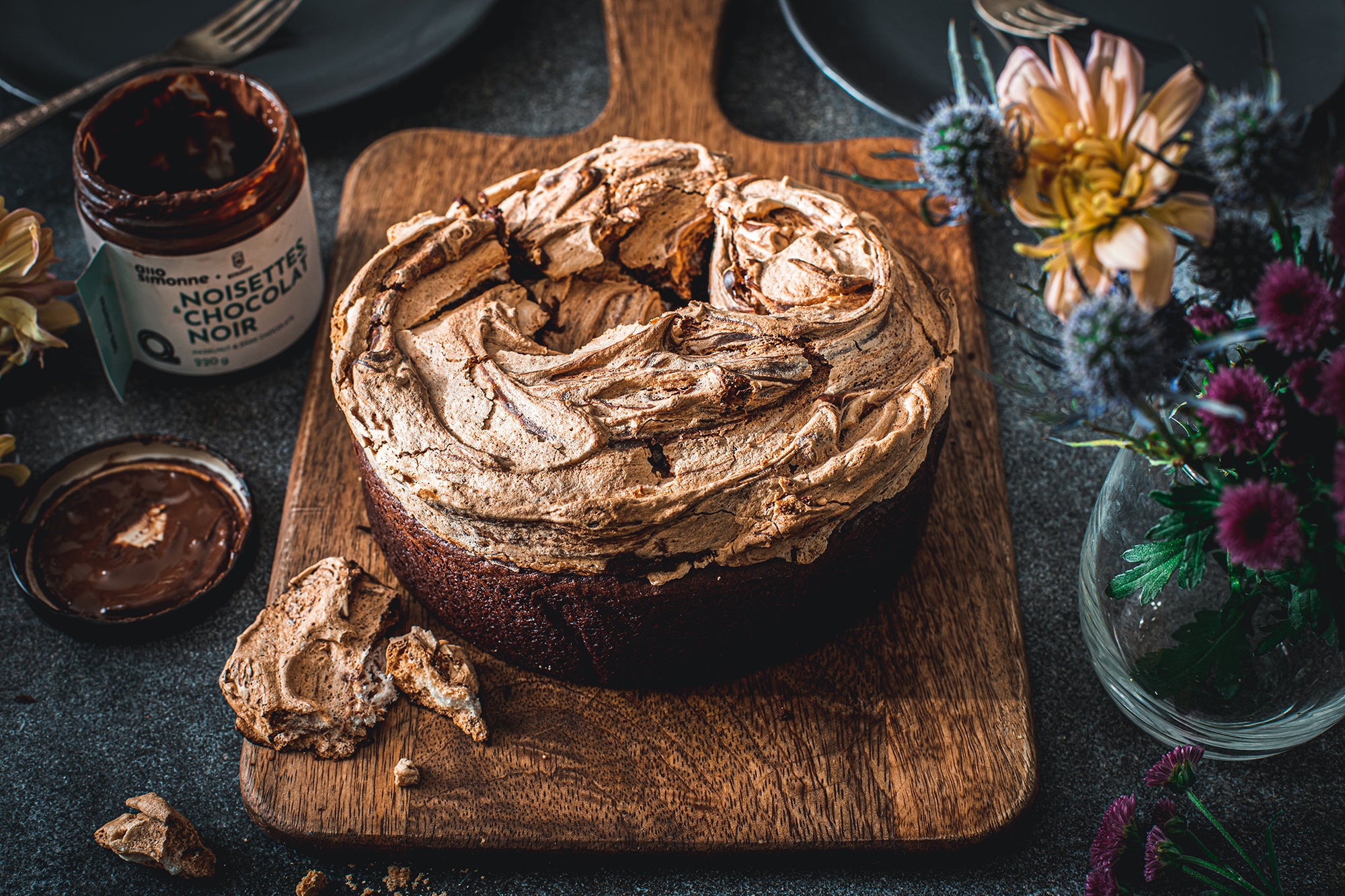 Gâteau meringué chocolat et noisette