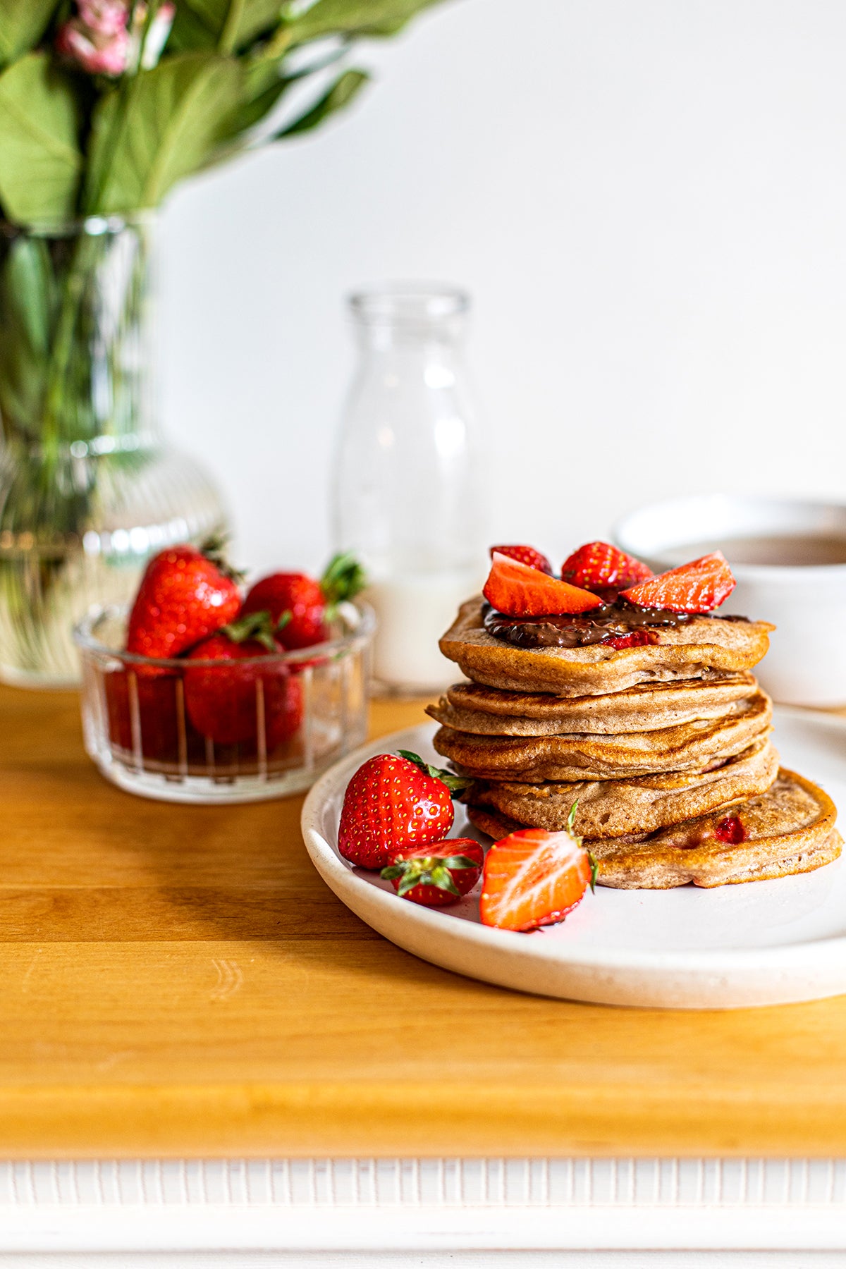 Pancakes ultra moelleux aux fraises et chocolat jaguar