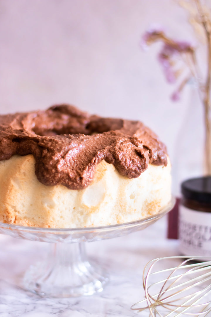 Gâteau des anges et ganache montée au chocolat érable