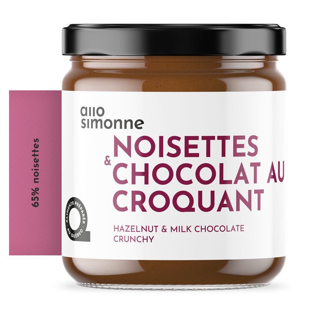 Pot de Tartinade Noisettes et Chocolat au Lait Croquant de chez Allo Simonne