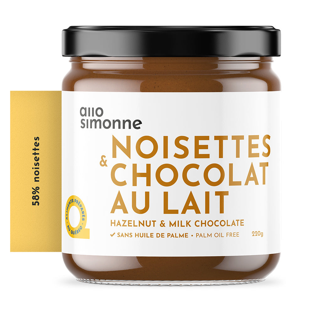 Pot de Tartinade Noisettes et Chocolat au Lait de chez Allo Simonne