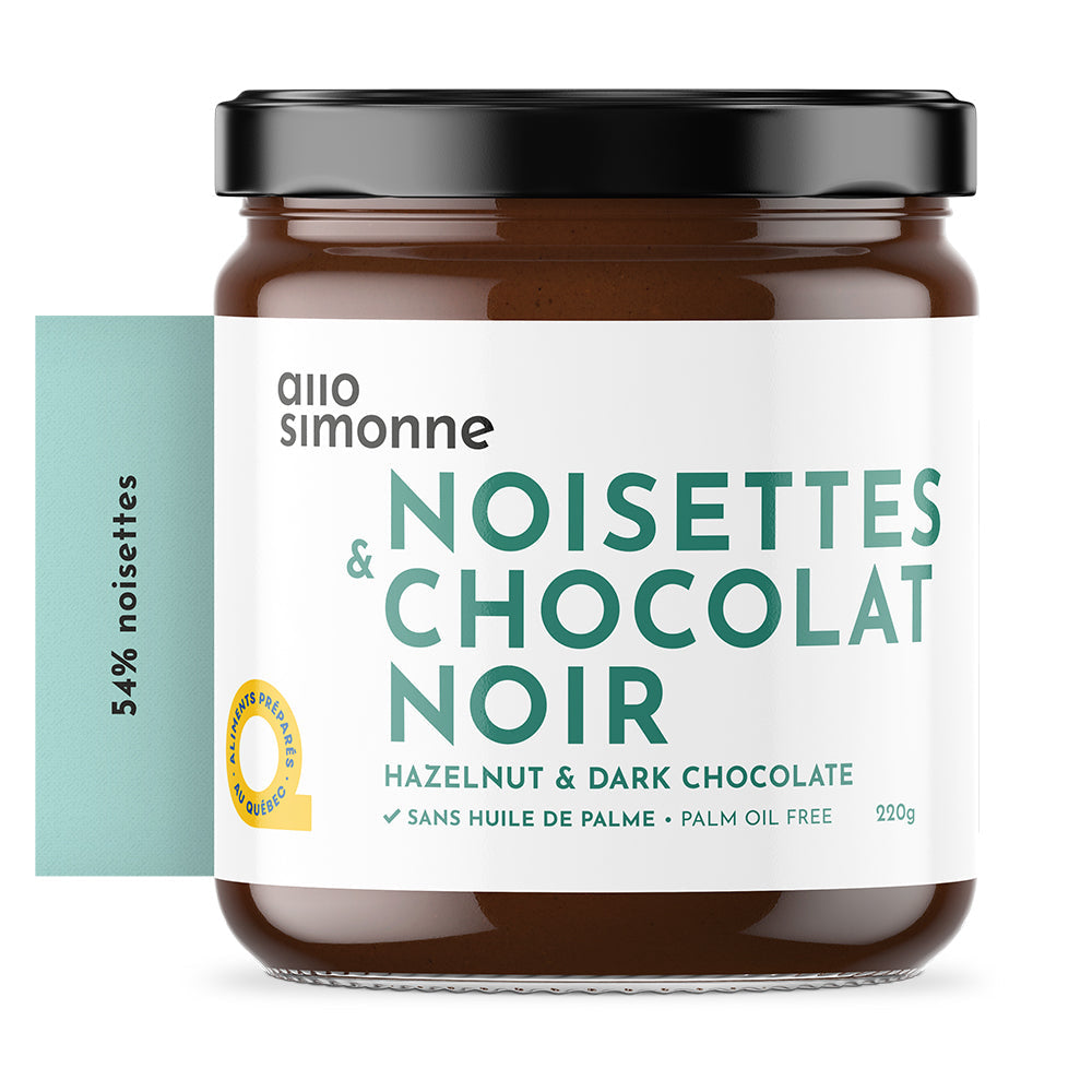 Pot de Tartinade Noisettes et Chocolat Noir de chez Allo Simonne